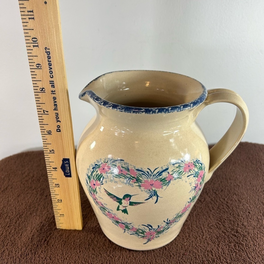 Home and Garden Stoneware hummingbird in heart pitcher 1999 - Picture 6 of 8